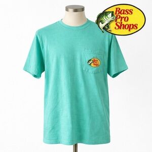 Bass Pro Shops Aqua Graphic Pocket Tee Large Johnny Morris